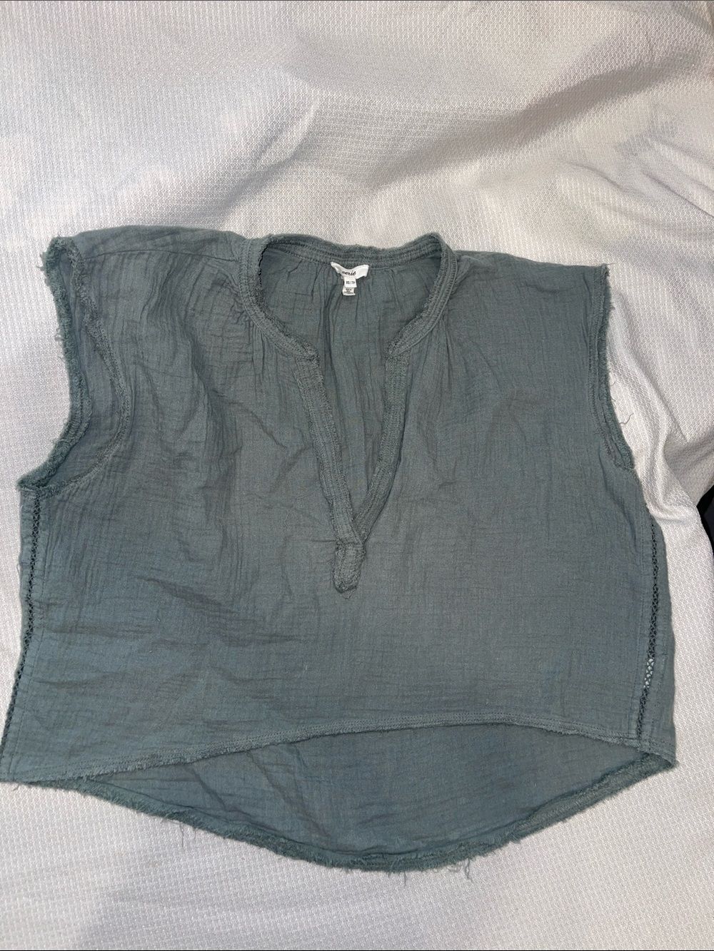 aerie Slate Green Cotton Gauze Sleeveless Top